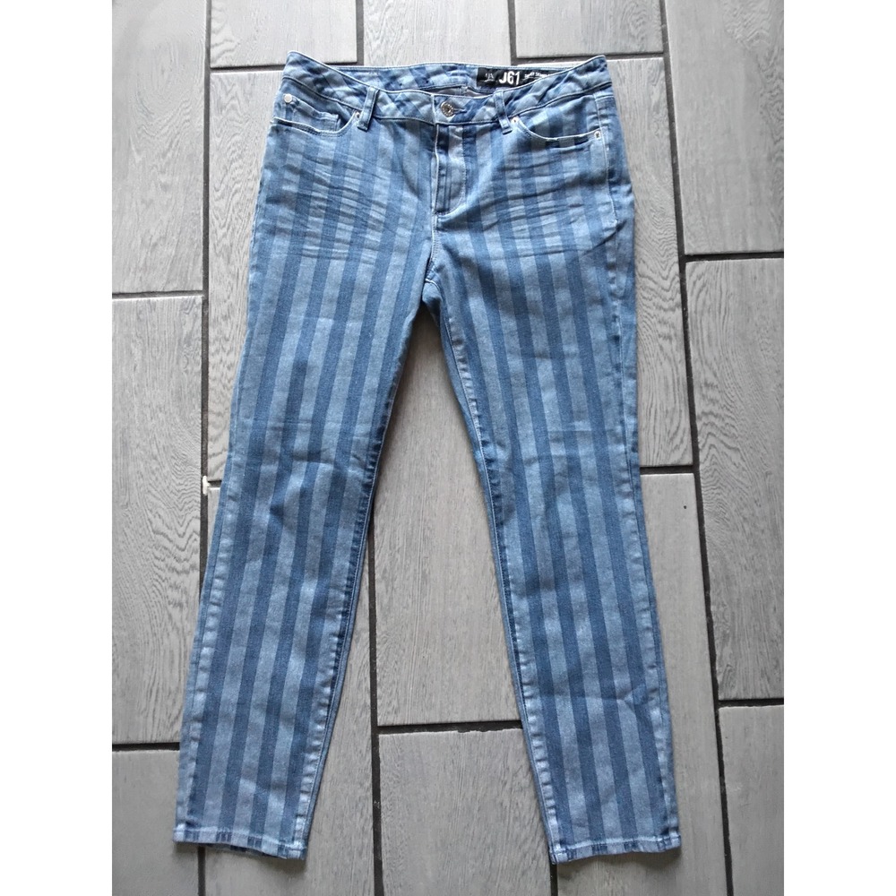 Armani Exchange J61 Super‎ Skinny Capri Blue Striped Denim Jeans Size 29